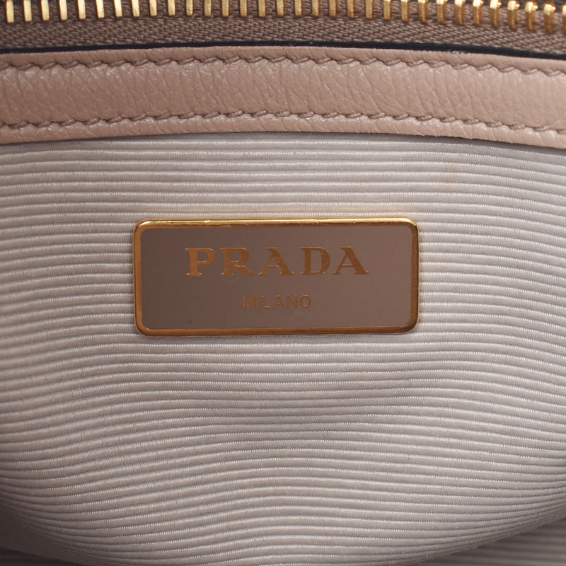 Prada Prada 2way袋米色金支架女装皮革手袋AB排名使用水池