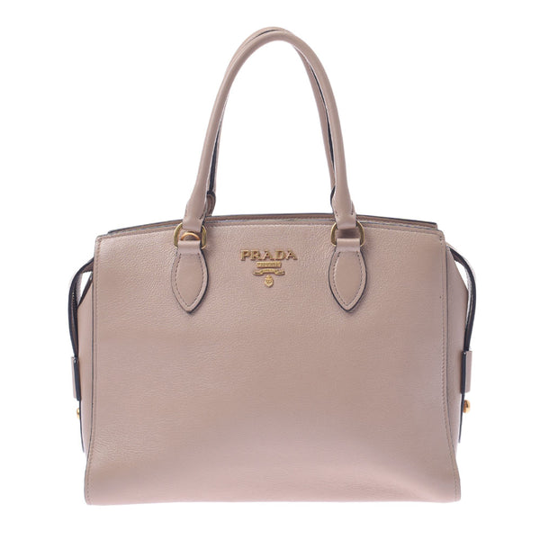 Prada Prada 2way Bag Beige Gold Bracket Women's Leather Handbags AB Rank Used Sinkjo