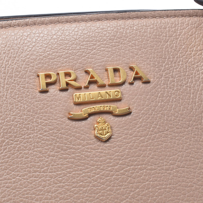 Prada Prada 2way袋米色金支架女装皮革手袋AB排名使用水池