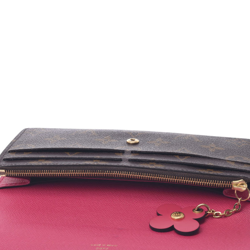 Louis Vuitton Louis Vuitton Monogram Portfoille Emily Flower Pink M64202 Ladies Monogram Canvas Long Wallet AB Rank Used Silgrin