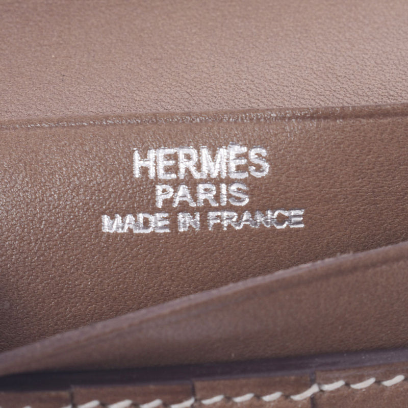Hermes Hermes Baren Compact ethoup Silver Bracket□L-engraving（大约2008年）男女皆宜的花瓶衣物两倍折叠钱包AB排名使用Silgrin