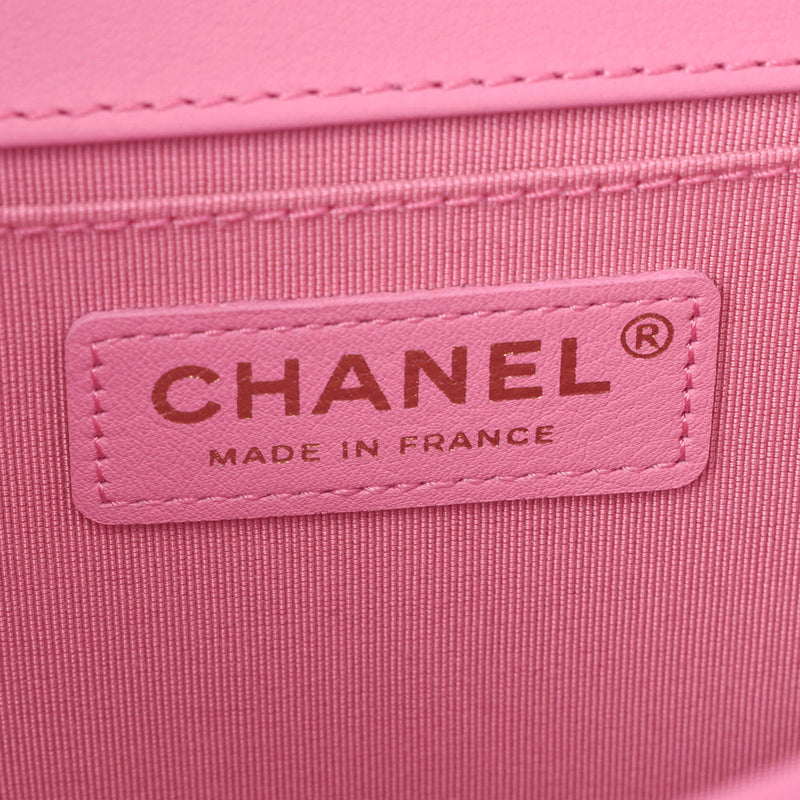 Chanel Chanel Boy Channel Chain Shoulder Pink Vintage Gold Bracket Ladies Lambskin Shoulder Bag Unused Silgrin