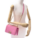 Chanel Chanel Boy Channel Chain Shoulder Pink Vintage Gold Bracket Ladies Lambskin Shoulder Bag Unused Silgrin