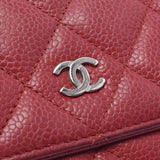 Chanel Chanel Red Silver Fittings Ladies Caviar Skin Chain Wallet B Rank Used Silgrin