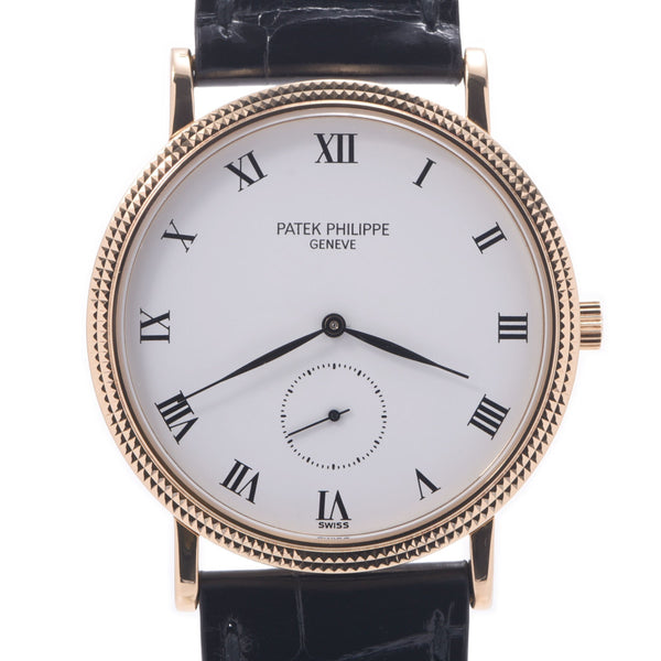 PATEK PHILIPPE Patek Philippe Car Trava 3919J-001 Boys YG / Leather Watch Hand-rolled White Flight A-Rank Used Silgrin