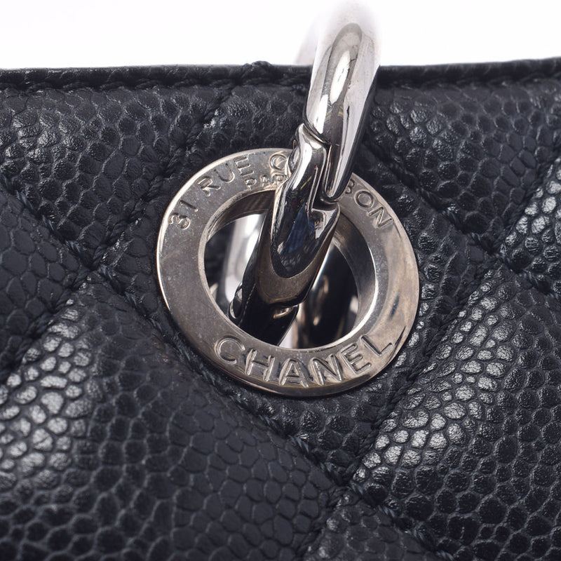 CHANEL シャネル マトラッセ チェーントート 黒 シルバー金具 レディース キャビアスキン トートバッグ Bランク 中古 銀蔵