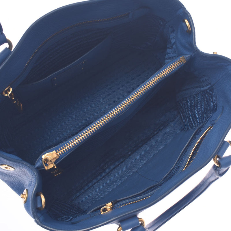 Prada Prada 2way Bag Blue Gold Bracket BN2579女装皮革手提包B排名使用水池