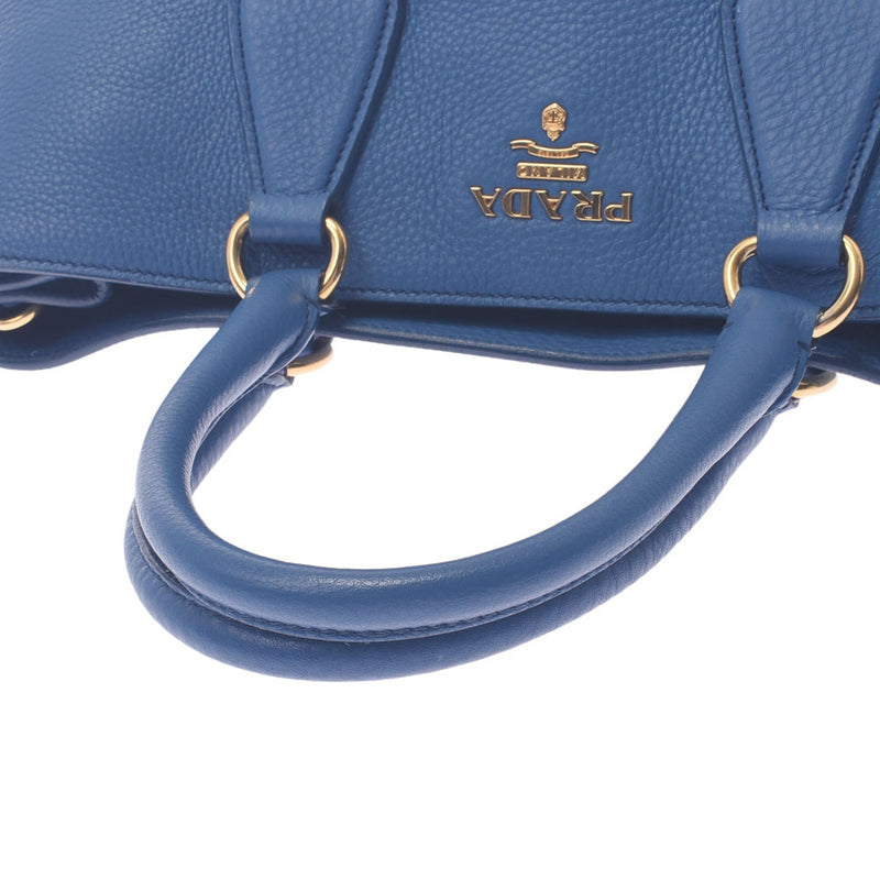 Prada Prada 2way Bag Blue Gold Bracket BN2579女装皮革手提包B排名使用水池