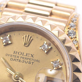 ROLEX Rolex Day Just 10P Diamond 69188 Women's YG Watch Automatic Curved Champagne Dial A Rank Used Silgrin