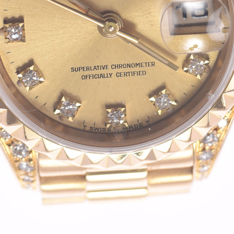 ROLEX Rolex Day Just 10P Diamond 69188 Women's YG Watch Automatic Curved Champagne Dial A Rank Used Silgrin