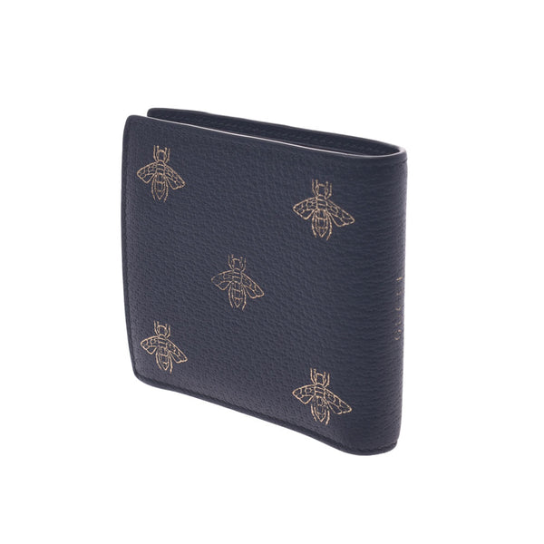 Gucci Gucci Bee Black 495053 Ladies Leather Two Folded Wallet B Rank Used Silgrin