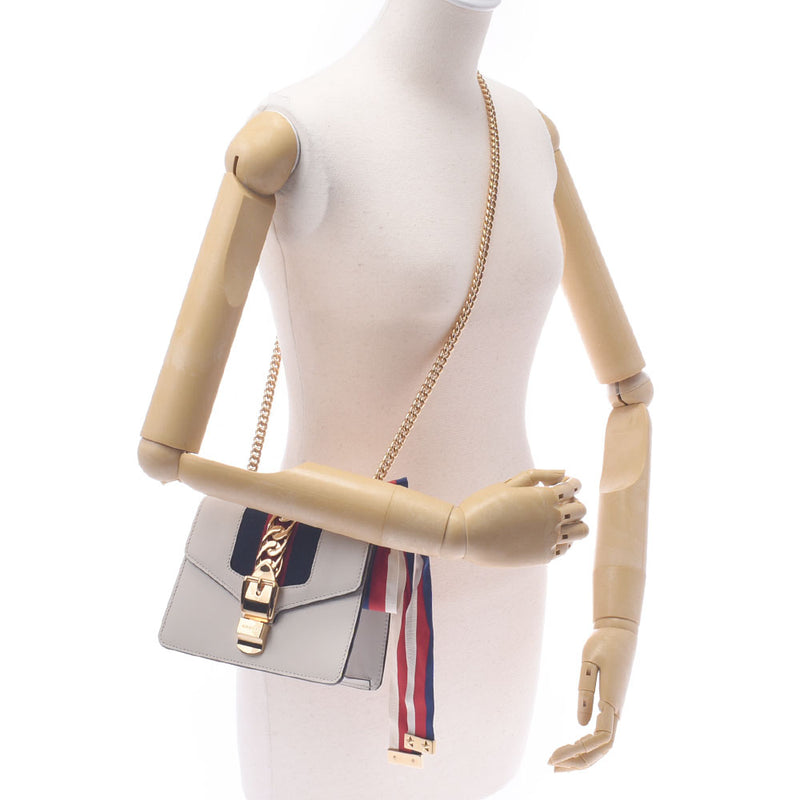 GUCCI Gucci Sylvi Mini Chain Shoulder Bag Ivory Gold Bracket 431666 Ladies Leather One Shoulder Bag A-Rank Used Silgrin