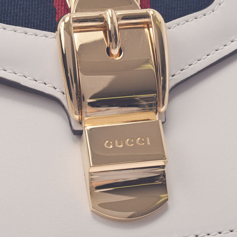 Gucci Gucci Sylvi迷你链单肩包象牙金支架431666女士皮革一单肩包A级使用硅胶