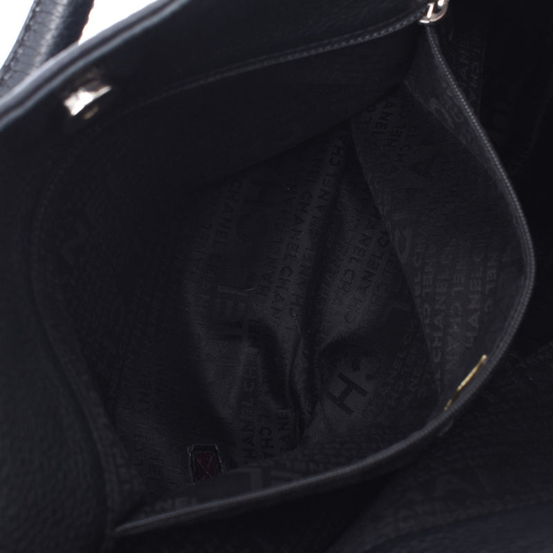 Chanel fringe Black Womens calf one shoulder bag B