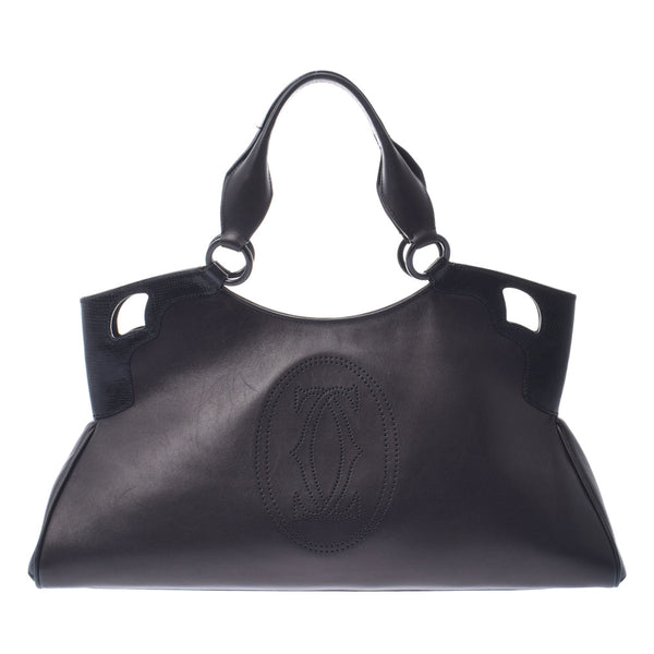 Cartier Cartier Malcero Black Women Leather Handbag B Rank Used Sinkjo