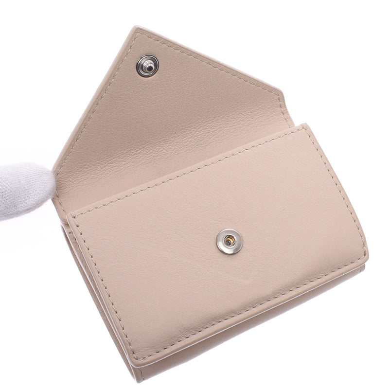 Balenciaga Valencia Paper Mini Wallet Beige 391446 Unisex Curf Three-fold wallet AB rank used Silgrin