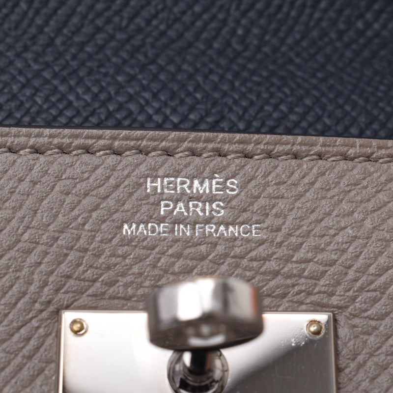 Hermes Hermes Kelly Wallet Grisse Falt / Blue Silver Bracket C Engraved (around 2018) Unisex Voepson Long Wallet A-Rank Used Sinkjo