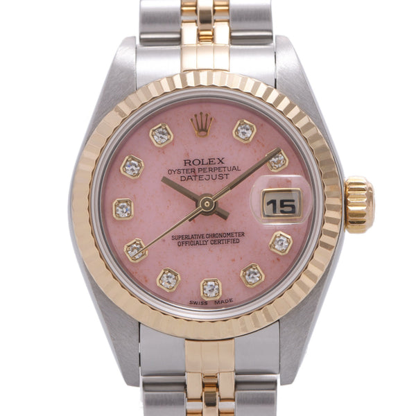 ROLEX Rolex Day Just 10P Diamond 79173G Women's YG / SS Watch Automatic Pink Opal Dimming Body A-Rank Used Sinkjo