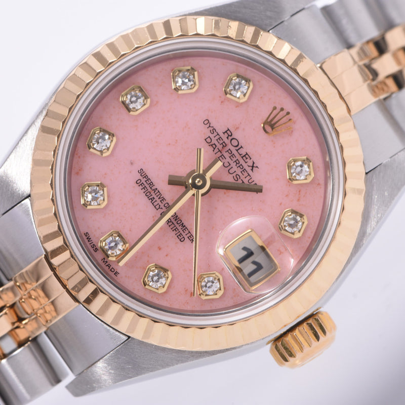 ROLEX Rolex Day Just 10P Diamond 79173G Women's YG / SS Watch Automatic Pink Opal Dimming Body A-Rank Used Sinkjo