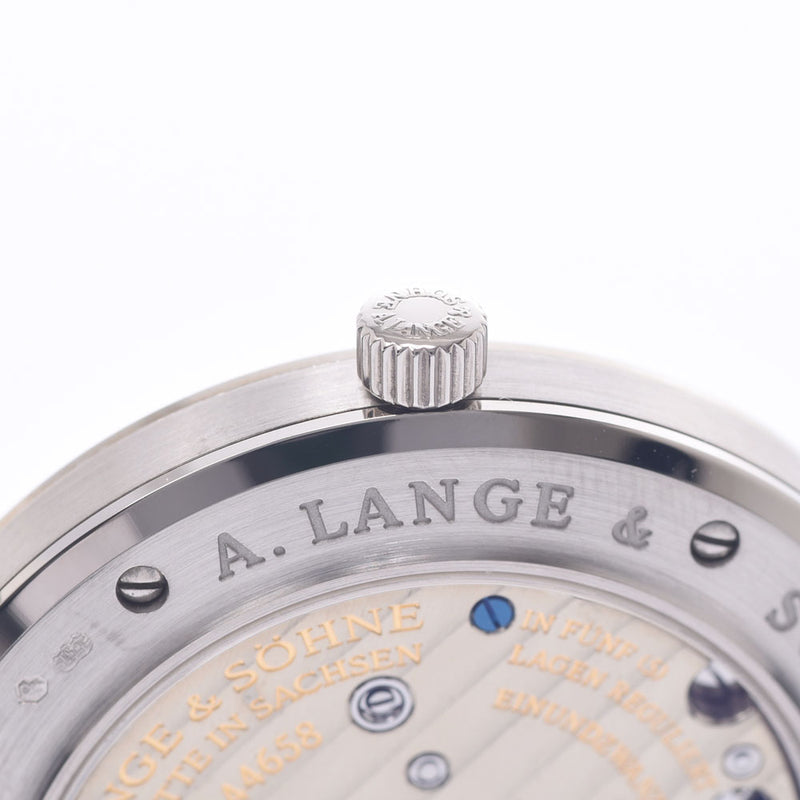 A. Lange＆Sohne语言和1815.206.029男士WG /皮革手表手工滚黑桌A级使用过Silgrin