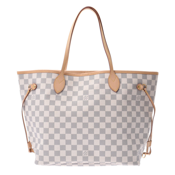 [母亲节推荐] Louis Vuitton Louis Vuitton Damier Azur从未满全MM White N41361 Tote Bag New Sanko