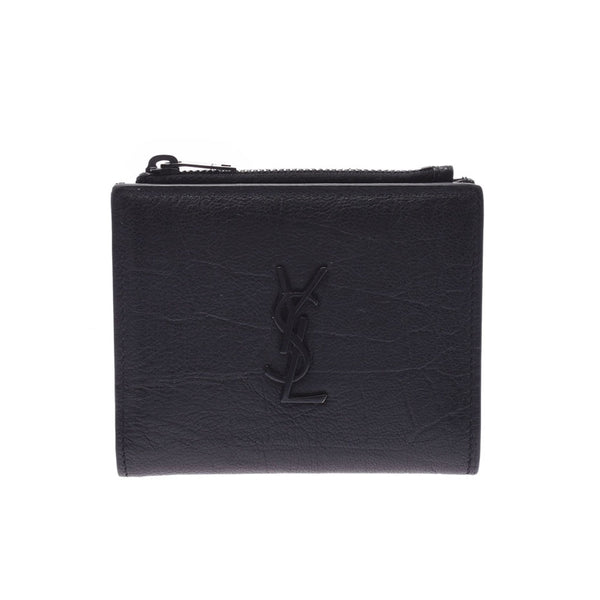 Saint Laurent Sun Laurent Compact Wallet Black 529875 Unisex Leather Two Folded Wallets A-Rank Used Sinkjo