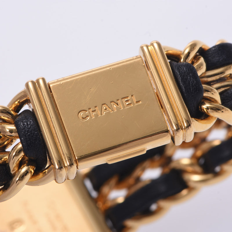 CHANEL シャネル プルミエール サイズM H0001 レディース GP/革 腕時計 クオーツ 黒文字盤 Aランク 中古 銀蔵