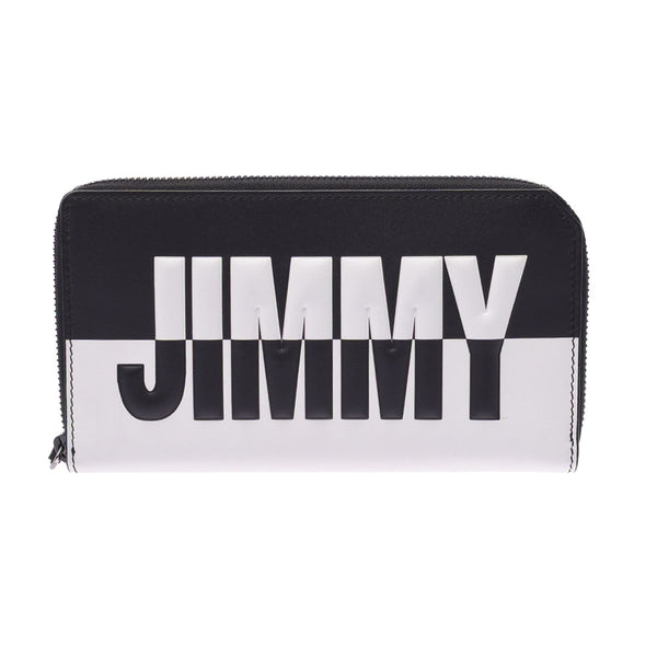 Jimmy Choo Jimmy Choo汽车导航标志圆形紧固件长钱包黑色/白色BBM 183男女皆宜的Curf Long Wallet New Sanko
