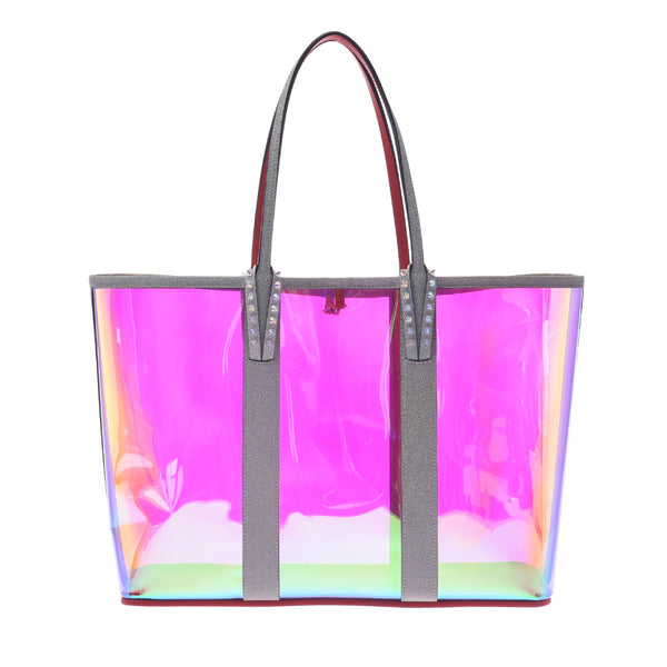 Christian Louboutin Christian Louboutin Cubata Silver Hologram Women's Leather Vinyl Tote Bag A-Rank Used Silgrin