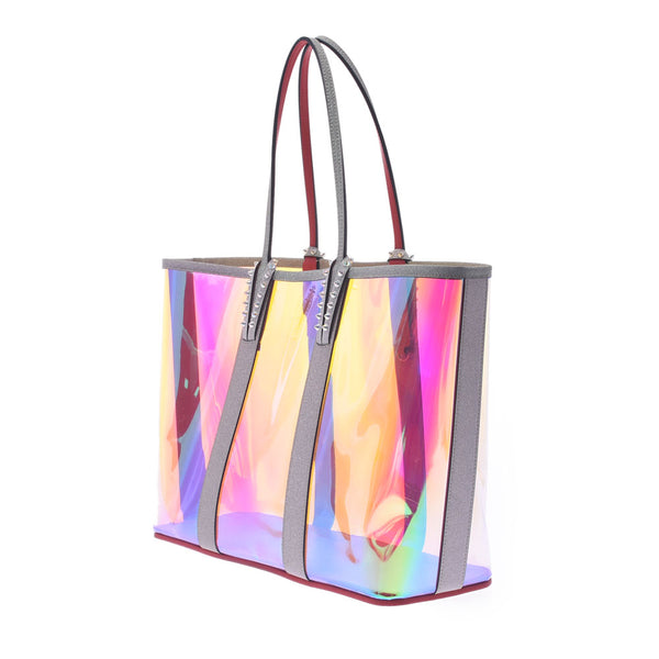 Christian Louboutin Christian Louboutin Cubata Silver Hologram Women's Leather Vinyl Tote Bag A-Rank Used Silgrin