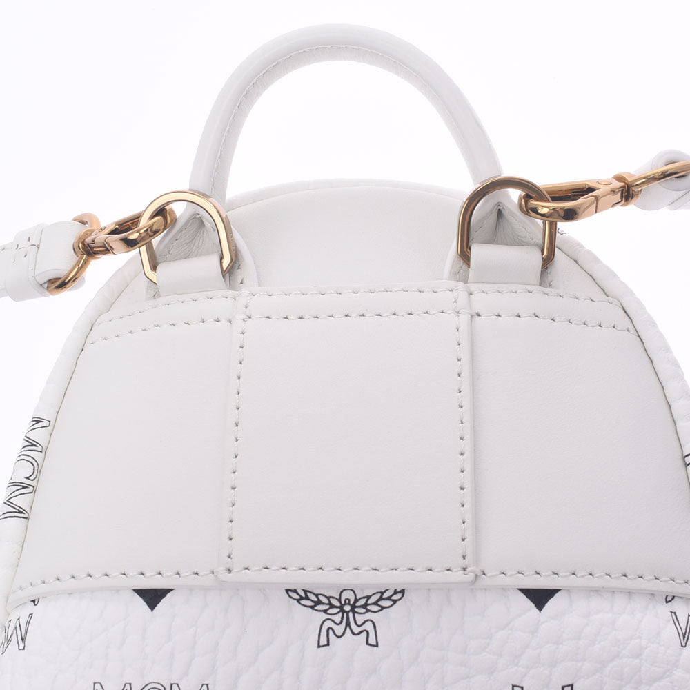 MCM Backpack Mini Stood White Gold Bracket Women PVC Luck Daipack MCM Used  – 銀蔵オンライン