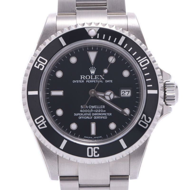 ROLEX Rolex Seedweller Det Stock 16600 Men's SS Watch Automatic Wound Black Table A-Rank Used Sinkjo