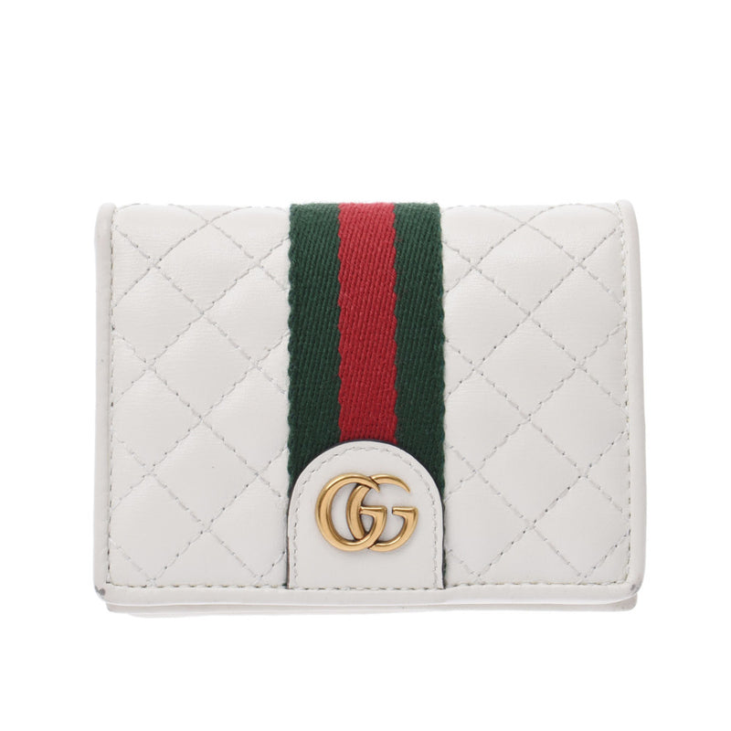 GUCCI Gucci Sherry Line Double G White 536453 Women's Curf Two-fold Wallet A-Rank Used Sinkjo