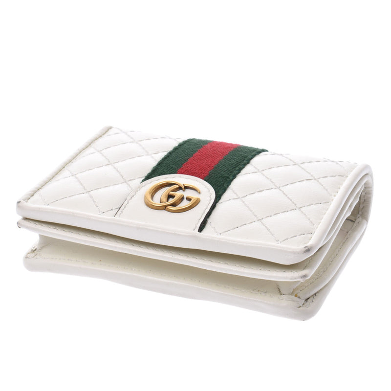 GUCCI Gucci Sherry Line Double G White 536453 Women's Curf Two-fold Wallet A-Rank Used Sinkjo