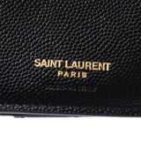 Saint Laurent Sun Laurent信封钱包紧凑型钱包绗缝针迹黑色女式皮革两折叠钱包AB排名使用SILGRIN