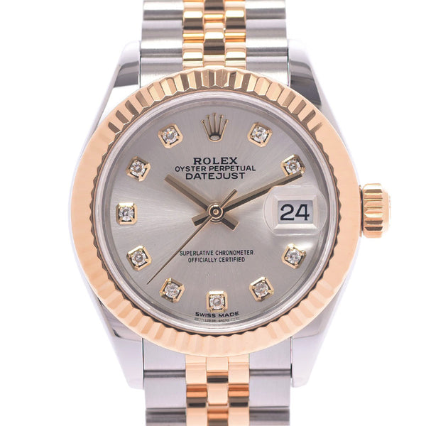 ROLEX ロレックス デイトジャスト 10Pダイヤ 279173G レディース YG/SS 腕時計 自動巻き シルバー文字盤 Aランク 中古 銀蔵