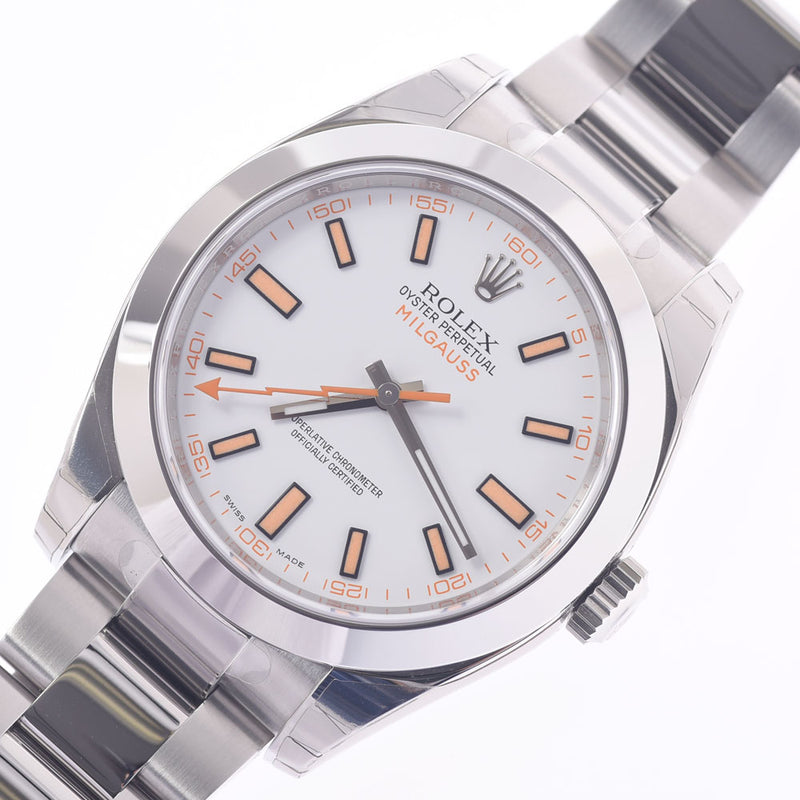 [Cash special price] ROLEX Rolex Milgaus Dett Stock 116400 Men's SS Watch Automatic Wound White Figure Unused Silgrin