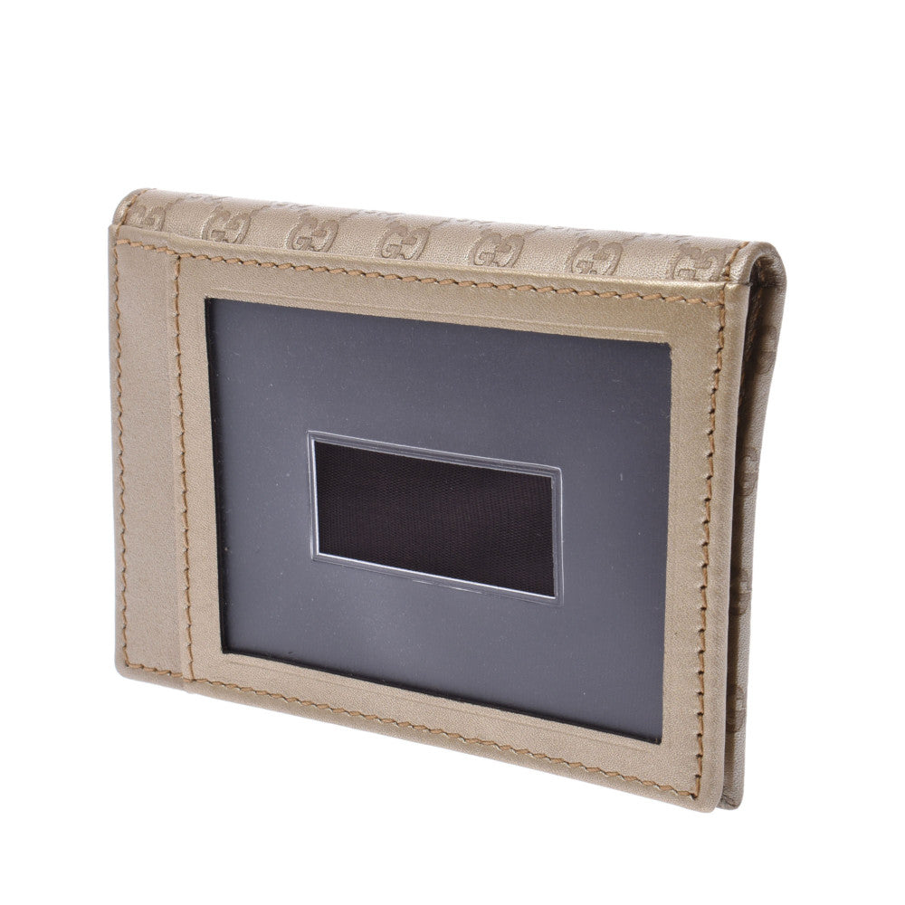 グッチマイクログッチシマ ゴールド レディース カーフ カードケース