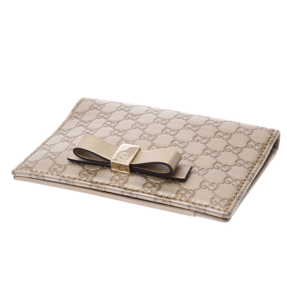 グッチマイクログッチシマ ゴールド レディース カーフ カードケース