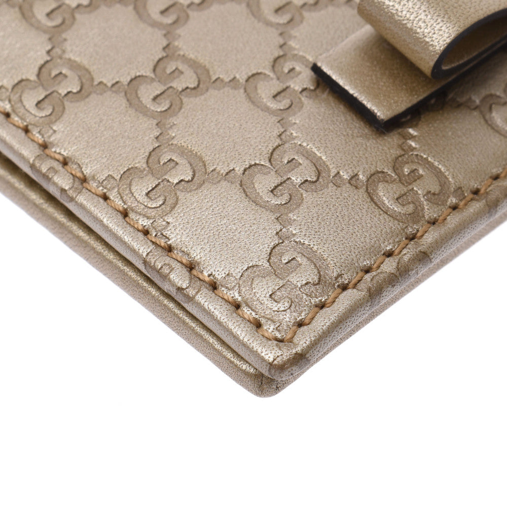 グッチマイクログッチシマ ゴールド レディース カーフ カードケース