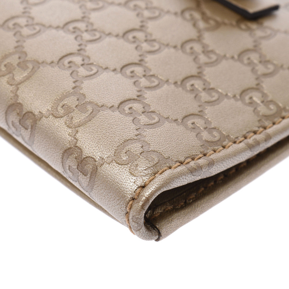 グッチマイクログッチシマ ゴールド レディース カーフ カードケース