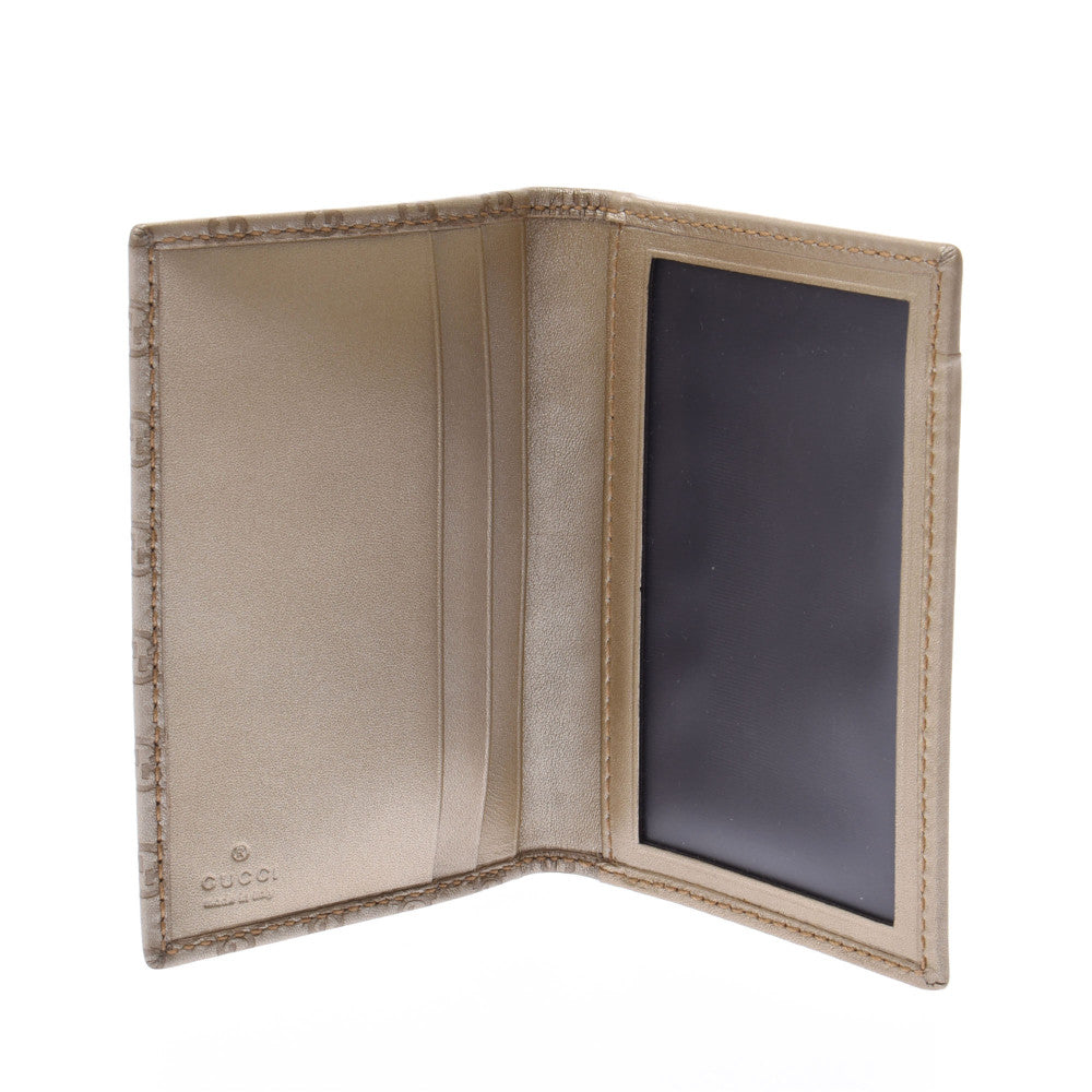 グッチマイクログッチシマ ゴールド レディース カーフ カードケース