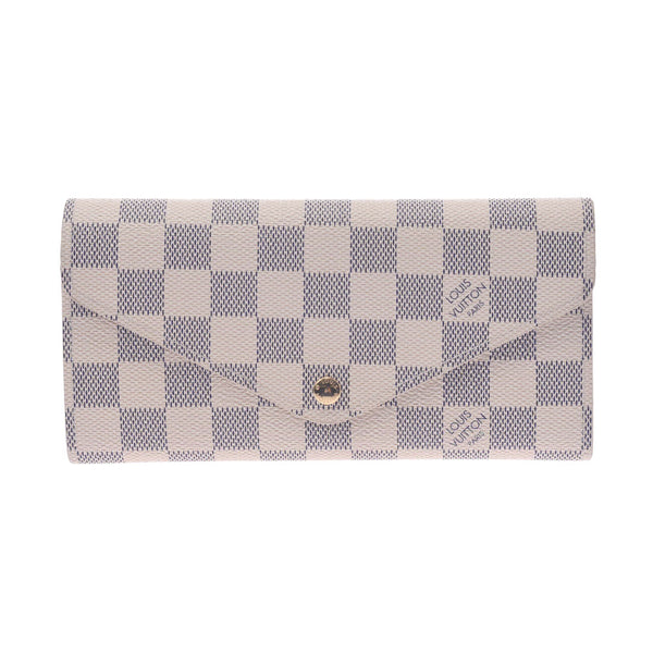 Louis Vuitton Louis Vuitton Damier Azul Portfeille Josephine White N63020 Unisex Damier Azur Canvas Long Wallet AB Rank Used Silgrin