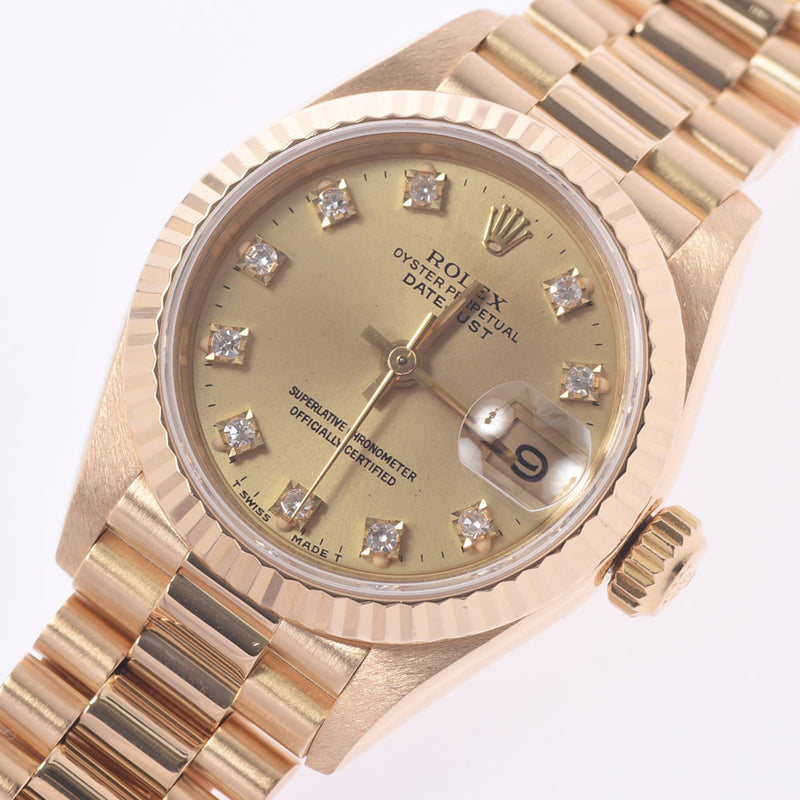 ROLEX Rolex: Dytojast 10P Diamond: 69178G Ladies: YG wristwatch, automatic winding champagne, Class A, used in silver.