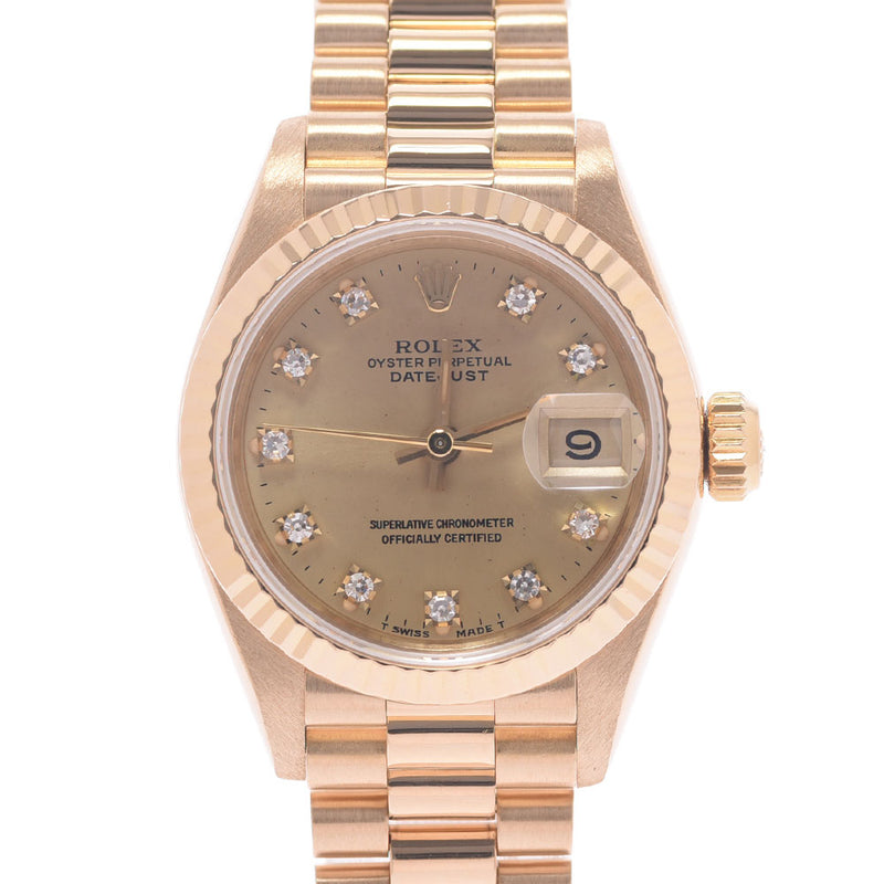 ROLEX Rolex: Dytojast 10P Diamond: 69178G Ladies: YG wristwatch, automatic winding champagne, Class A, used in silver.