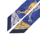 Hermes Hermes Twilley 鐙 · Remix / Etriers Remix Blue / White Ladies Silk 100% Scarf New Sinkjo