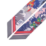 Hermes Hermes Twilley WOW Amekomi Wind Illustration Gray / Pink Women's Silk 100% Scarf New Single Sinkjo