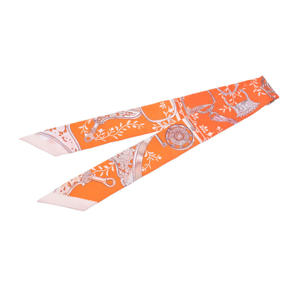 Hermes Hermes Twilley 鐙 · Remix / Etriers Remix Orange Women Silk 100% Scarf New Sinkjo