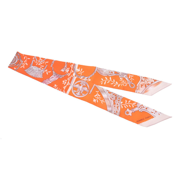 Hermes Hermes Twilley 鐙 · Remix / Etriers Remix Orange Women Silk 100% Scarf New Sinkjo