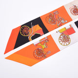 Hermes Hermes Twilley Elaborate Horse / Voitures Exquises Orange / White / Black Womens Silk 100% Scarf New Silgrin